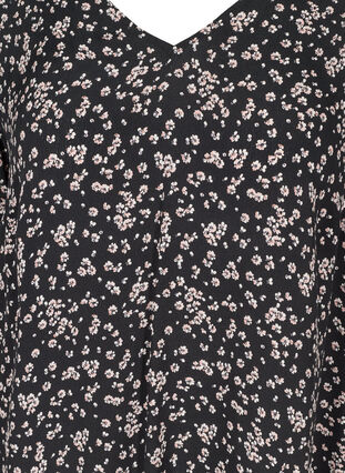 Viskose tunika med print og korte ærmer, Black Flower AOP, Packshot image number 2