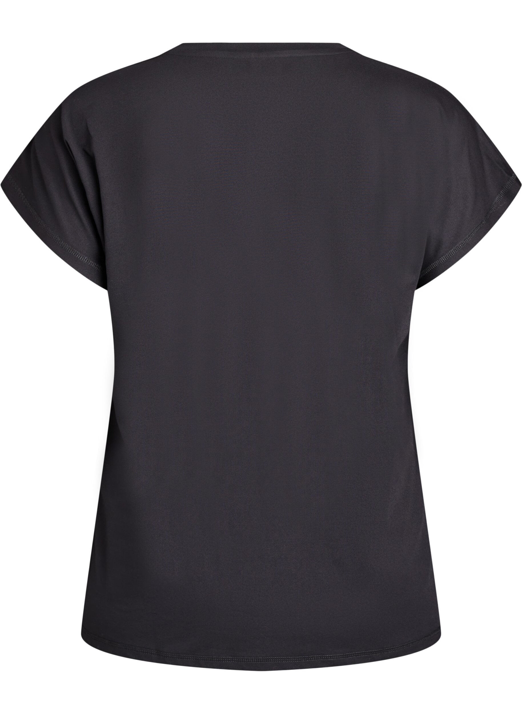 ZizziEnsfarvet tr&aelig;nings t-shirt, Sort, Packshot image number 1