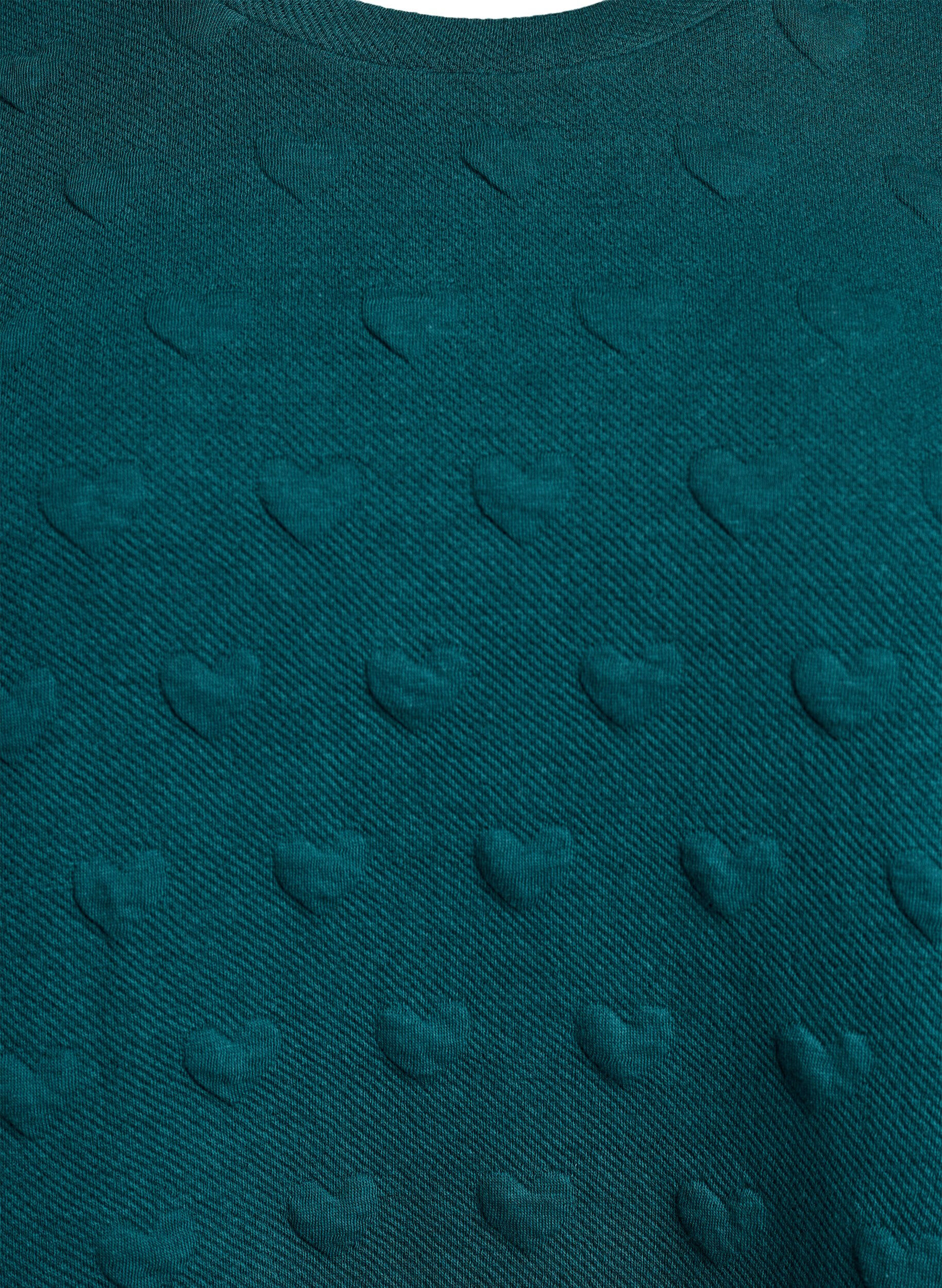 Zizzi T-shirt i bomuldsjersey med pr&aelig;get struktur, Gr&oslash;n, Packshot image number 2