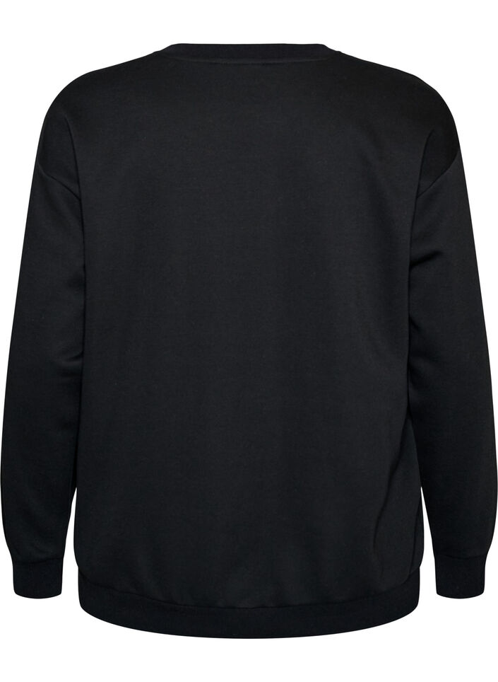 Sweatshirt med broderet tekst, Sort, Packshot image number 1