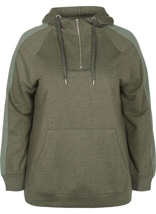 Sweatshirt med lynlås og hætte, Forest Night, Packshot image number 0