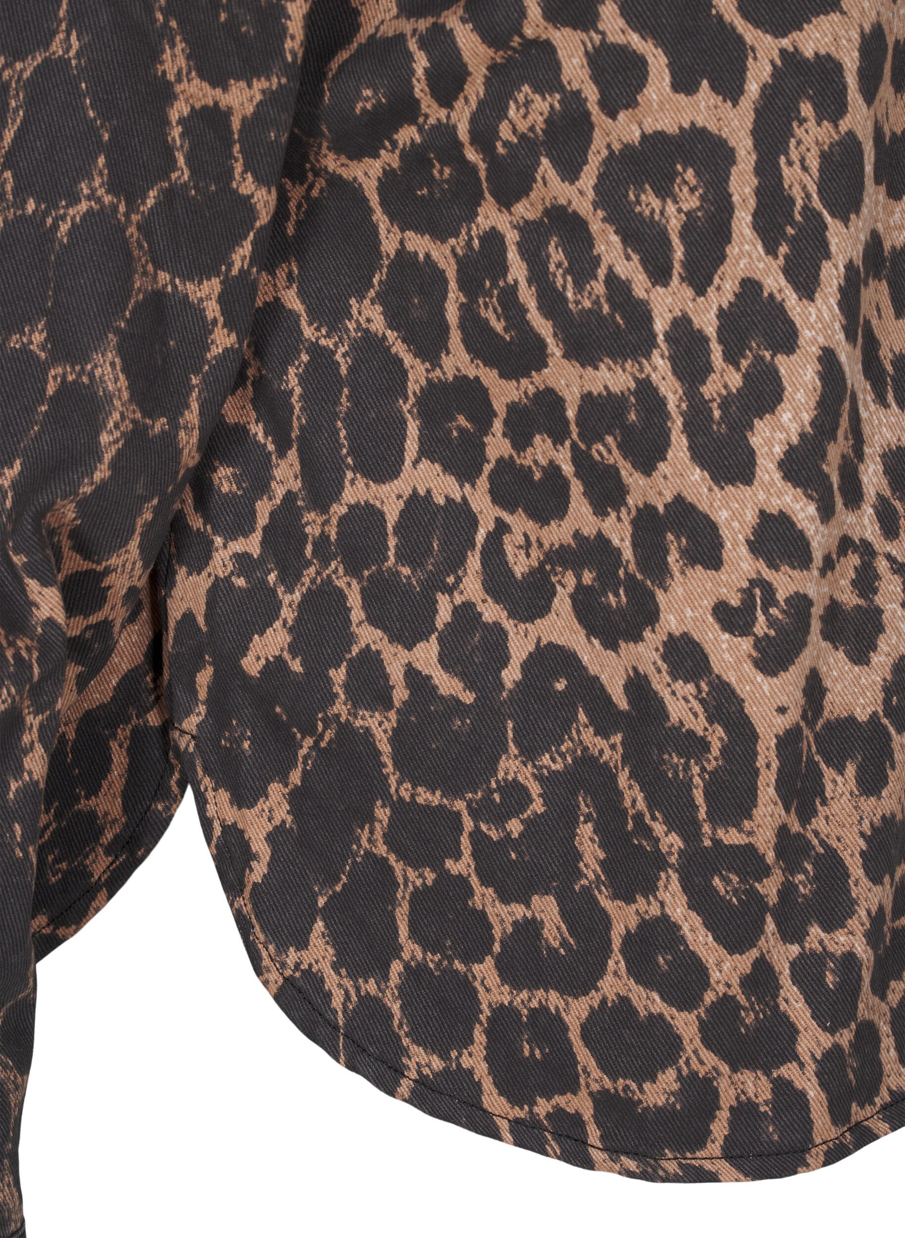 Zizzi Canvasjakke med leopardprint, Leo AOP, Packshot image number 3