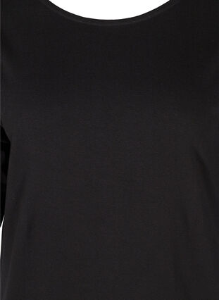 Bomulds kjole med 3/4 ærmer og lommer, Black, Packshot image number 2