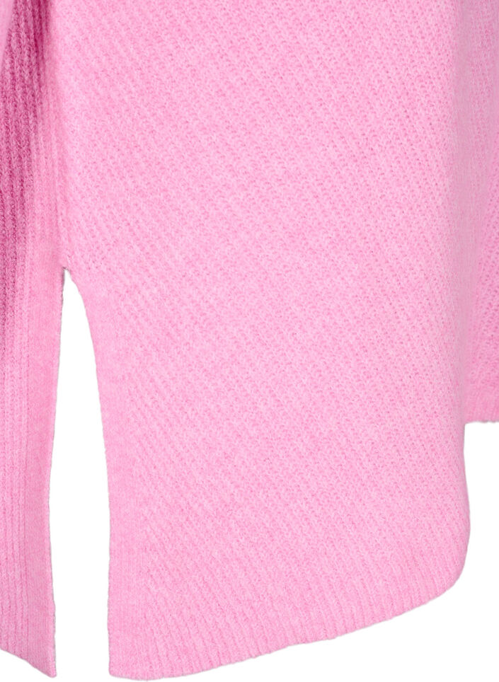 Strikbluse med rund hals, Begonia Pink Mel., Packshot image number 3
