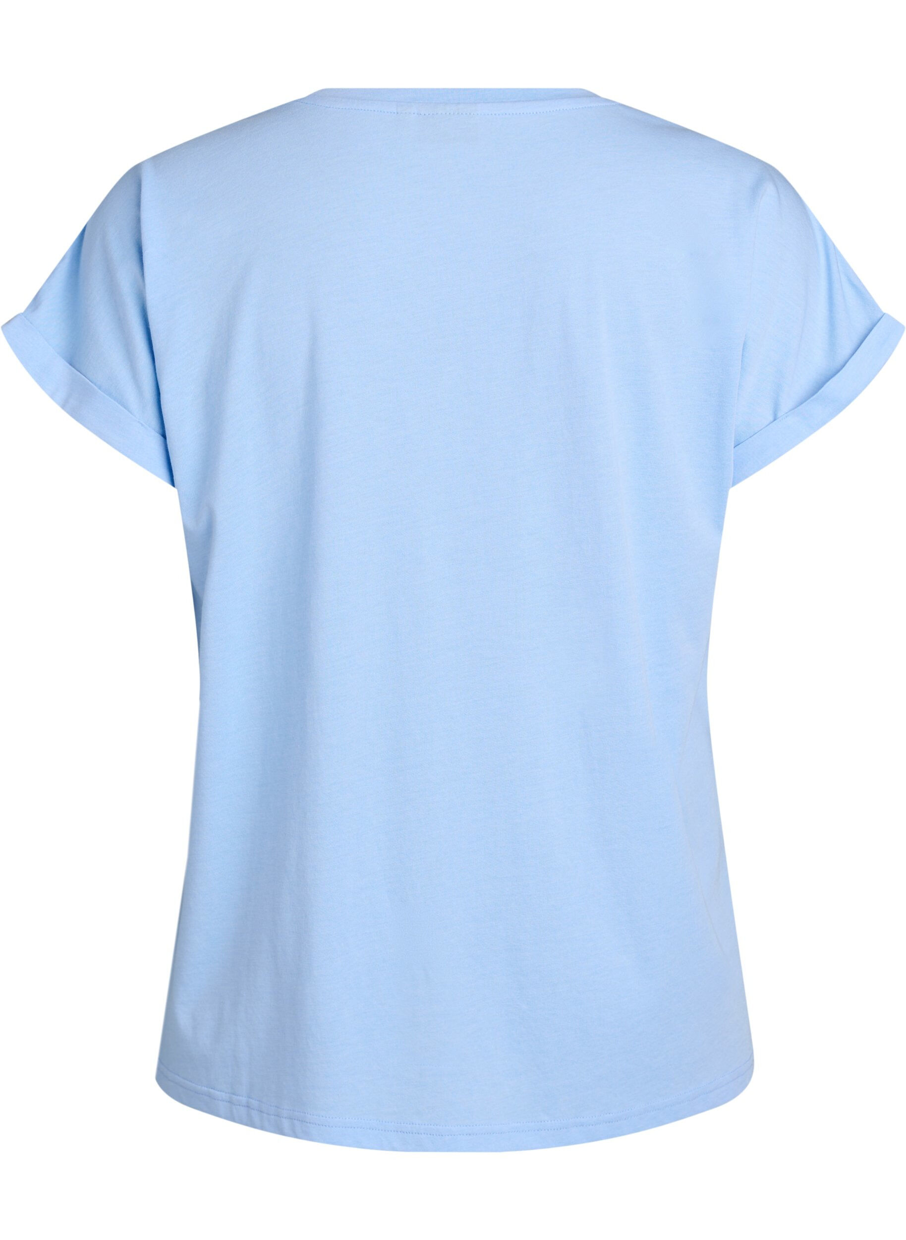 ZizziKort&aelig;rmet t-shirt i bomuldsblanding	, Bl&aring;, Packshot image number 1