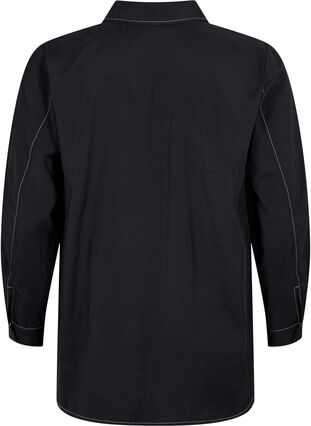 Skjorte med kontrastsyninger, Black, Packshot image number 1