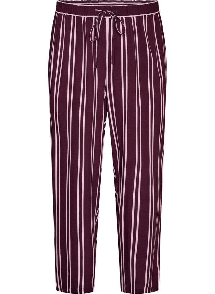 L&oslash;se natbukser med striber, M&oslash;rk Bordeaux, Packshot image number 0