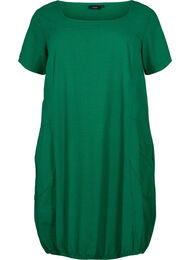 Kortærmet kjole i bomuld, Verdant Green, Packshot