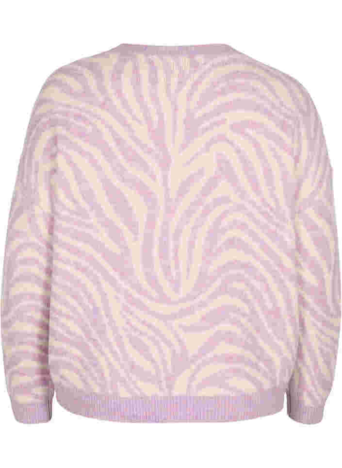 Strikket bluse med mønster, Lavender  Mel Comb., Packshot image number 1