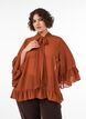 Bluse med sl&oslash;jfeb&aring;nd og fl&aelig;sedetaljer, Brun, Model image number 0