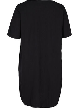 Kortærmet bomulds kjole med knapper, Black, Packshot image number 1