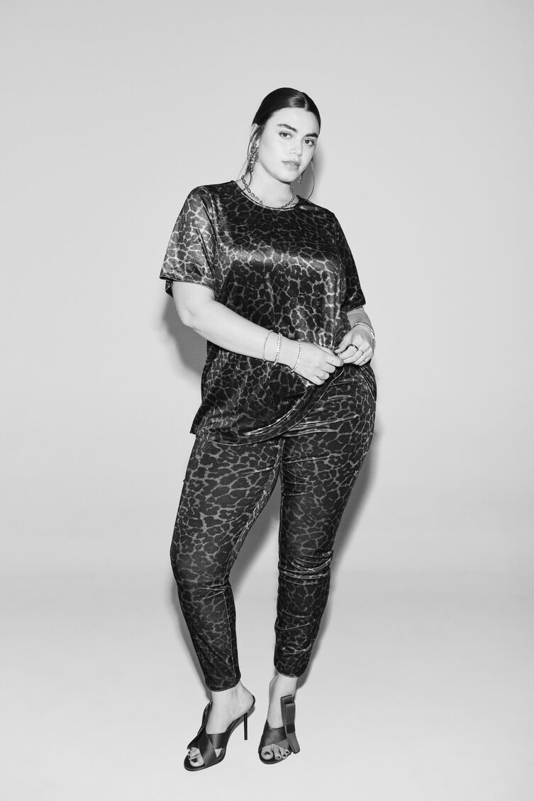 Brun leopard velour sæt , , Model