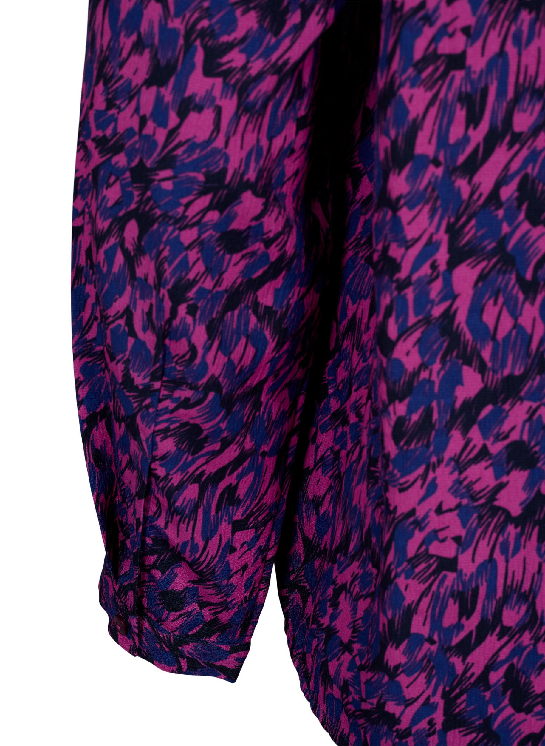 Zizzi FLASH - Lang&aelig;rmet bluse med print, Pink Blue AOP, Packshot image number 3