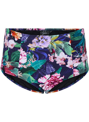 Højtaljet bikini underdel med blomsterprint, Flower Print, Packshot image number 0