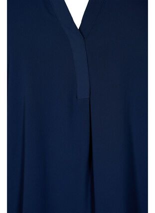 Kortærmet bluse med v-udskæring, Navy Blazer, Packshot image number 2