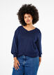 Strikbluse med glimmer og V-hals, Naval A.w.Blue Lurex, Model image number 0