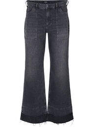 Wide fit jeans med høj talje, Grey Denim