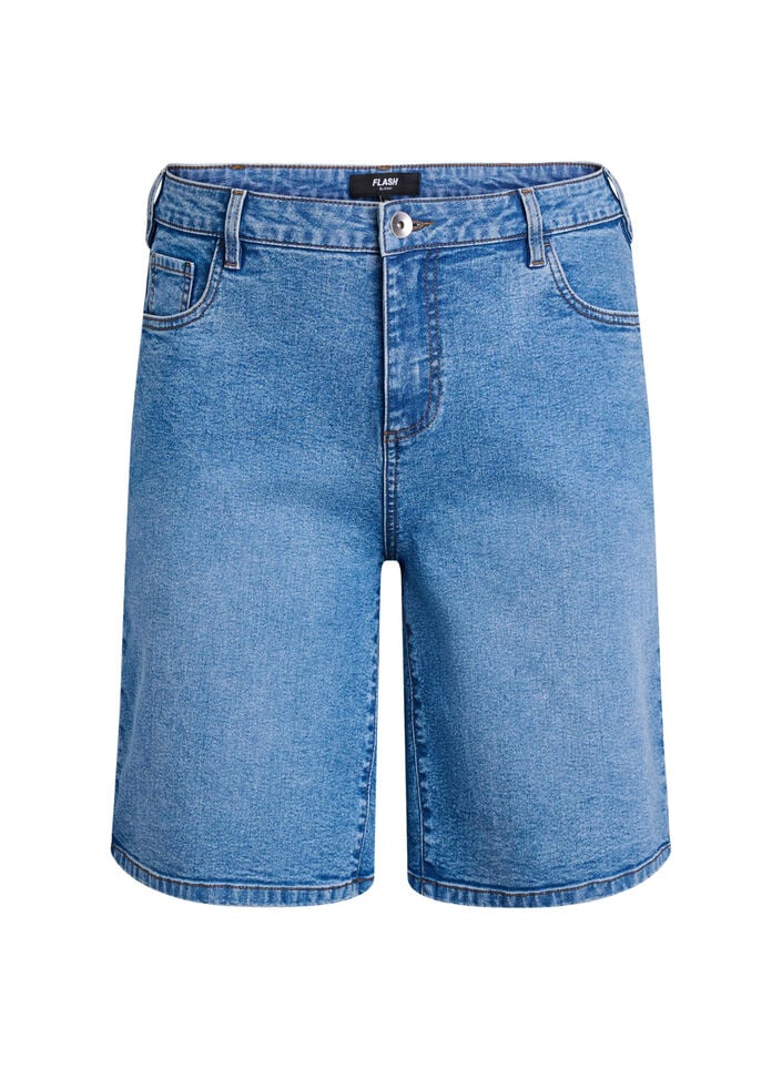 L&oslash;se denimshorts med h&oslash;j talje, Bl&aring;, Packshot image number 0