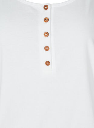 Top med rund halsudskæring og knapper, Bright White, Packshot image number 2