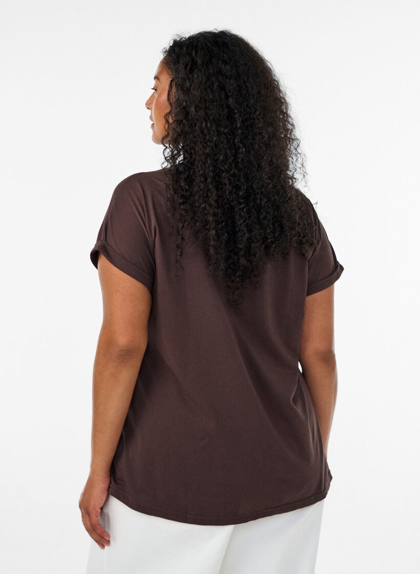 Kort&aelig;rmet t-shirt i bomuldsblanding, Brun, Model image number 2