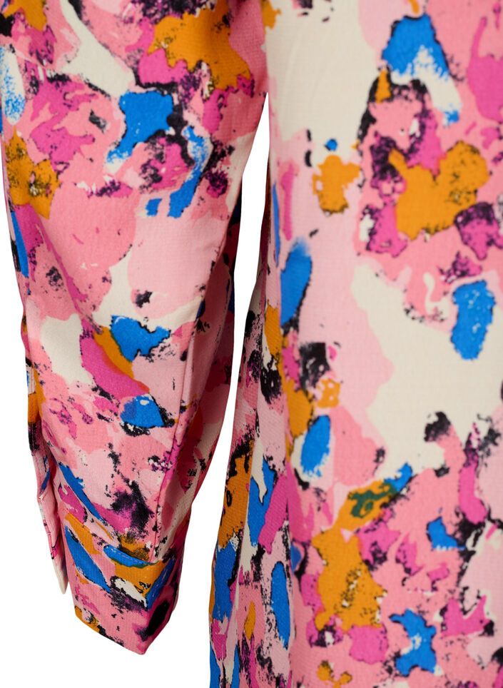 Lang printet skjorte i viskose, Rosebloom GraphicAOP, Packshot image number 3