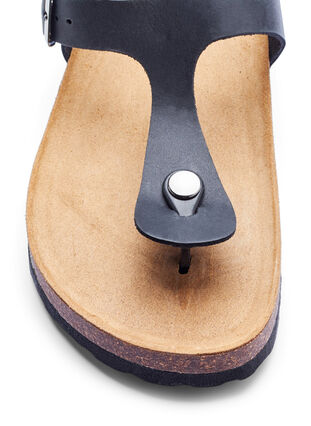 Læder sandal med tårem og bred pasform , Black, Packshot image number 2