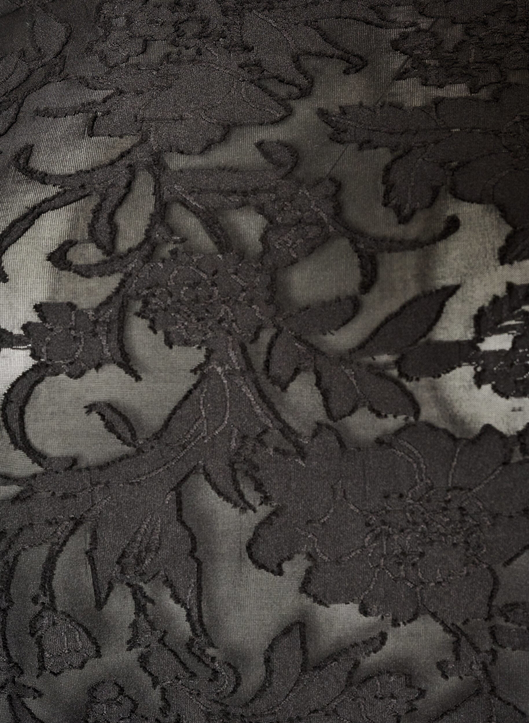 ZizziTransparent bluse med blomsterstruktur og lange &aelig;rmer, Sort, Packshot image number 2