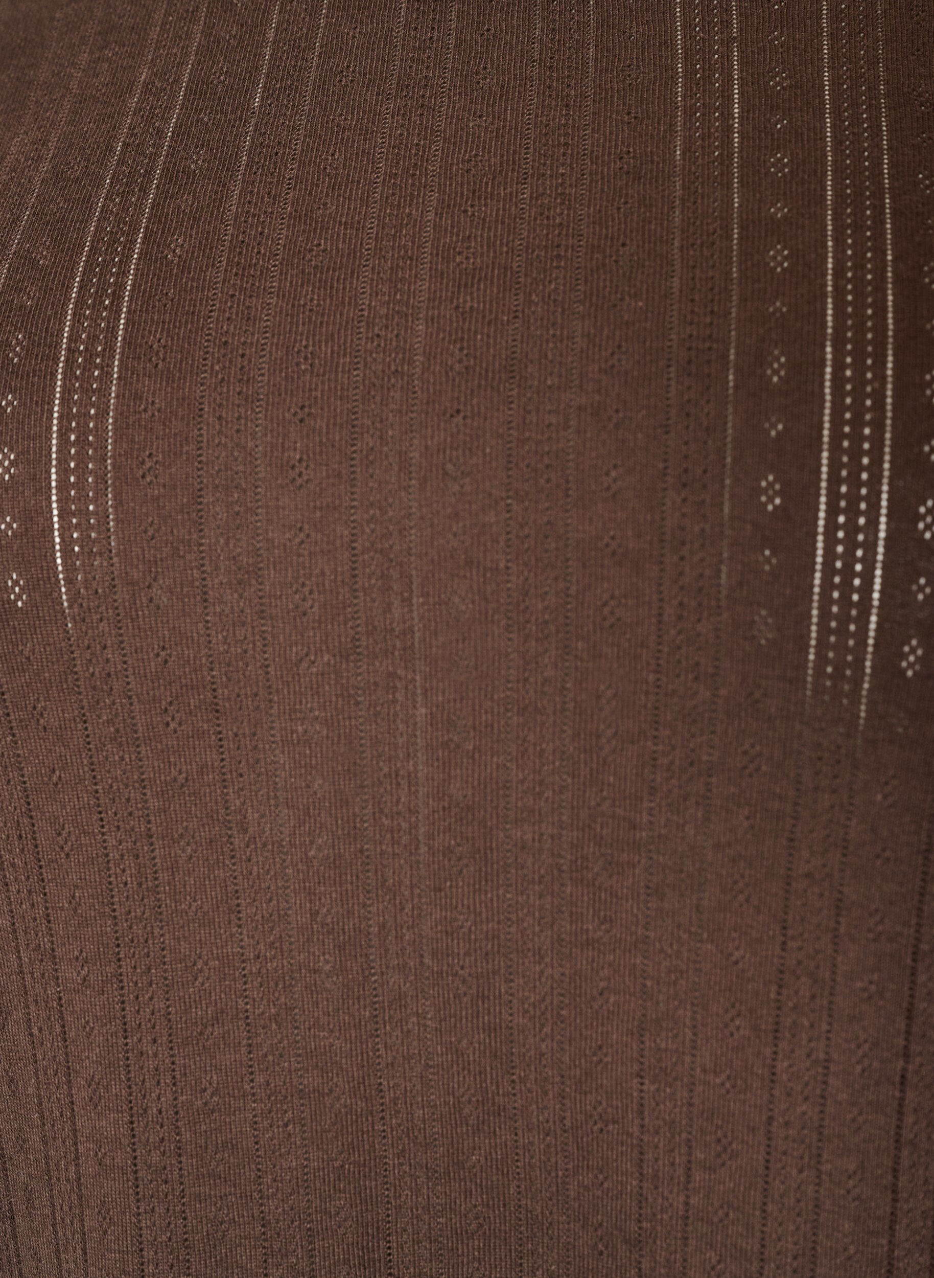 ZizziNatbluse i &oslash;kologisk bomuld med hulm&oslash;nster, Brun, Packshot image number 2