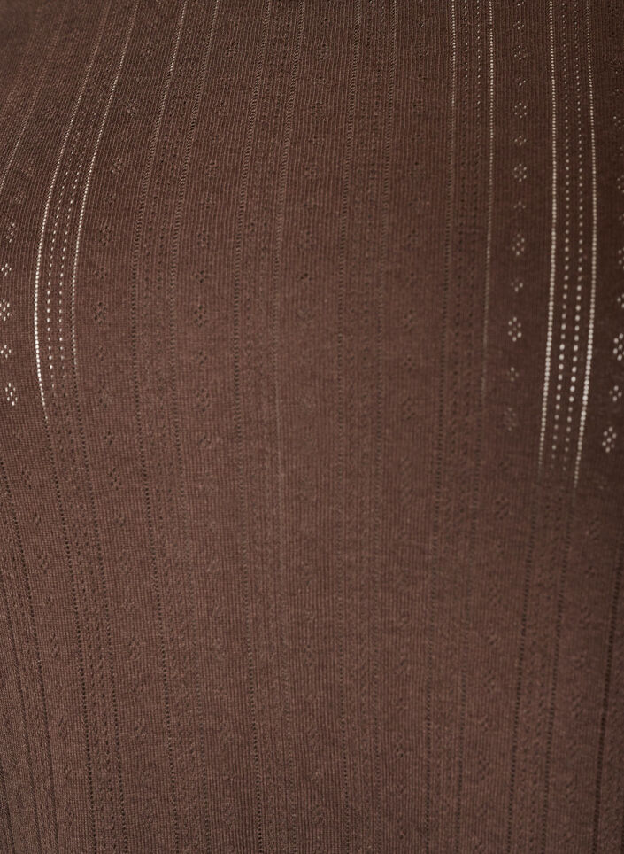 Natbluse i &oslash;kologisk bomuld med hulm&oslash;nster, Brun, Packshot image number 2