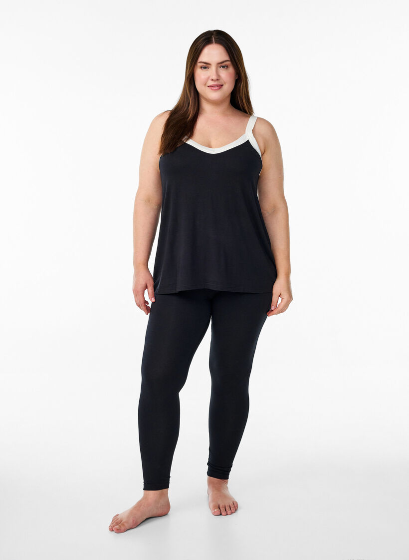 Nattop med stropper og V-udskæring, Sort, Model image number 1