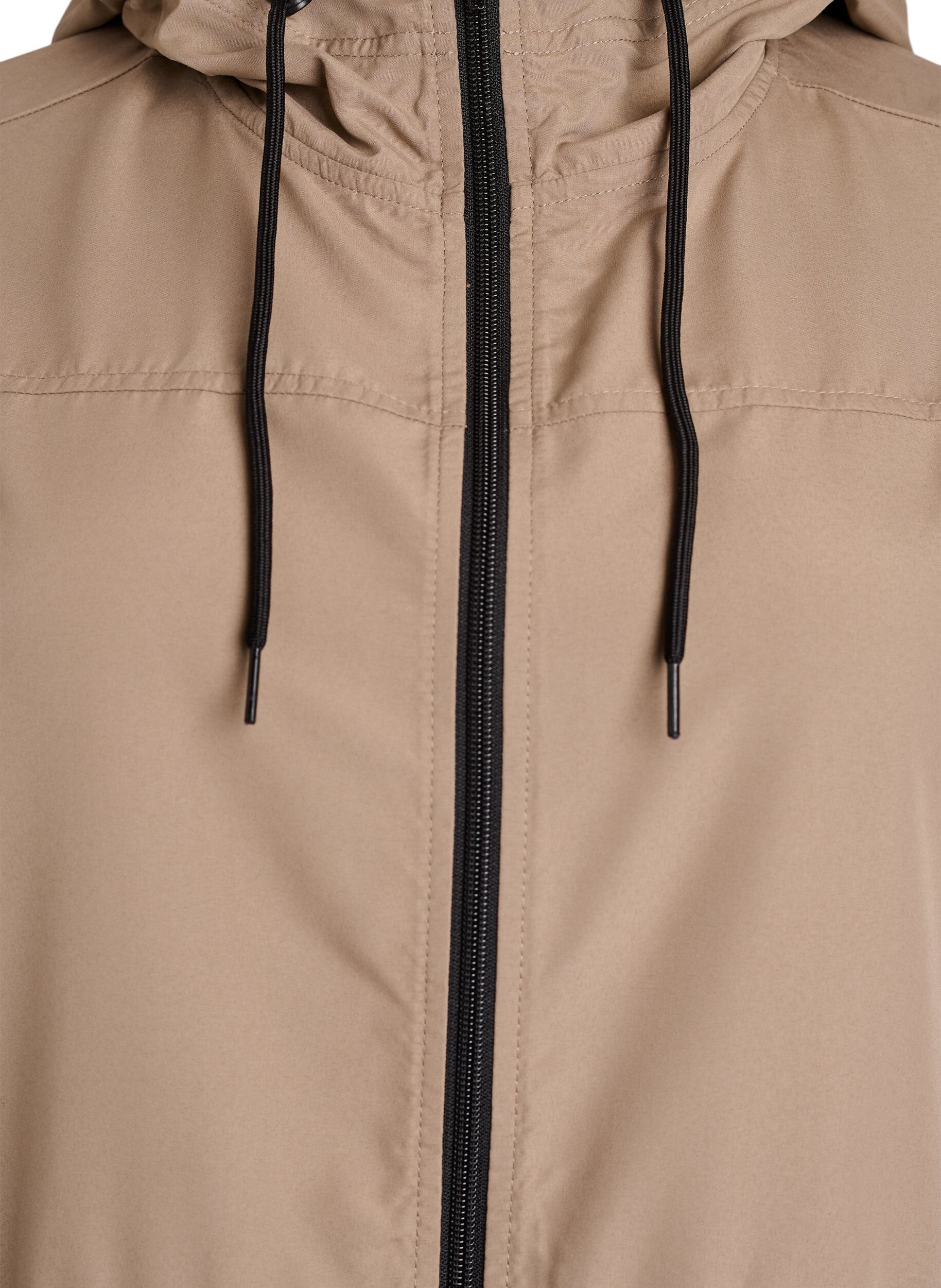 Zizzi FLASH - Parka i let matriale med h&aelig;tte, Brun, Packshot image number 2