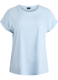 Kort&aelig;rmet t-shirt i bomuldsblanding, Bl&aring;