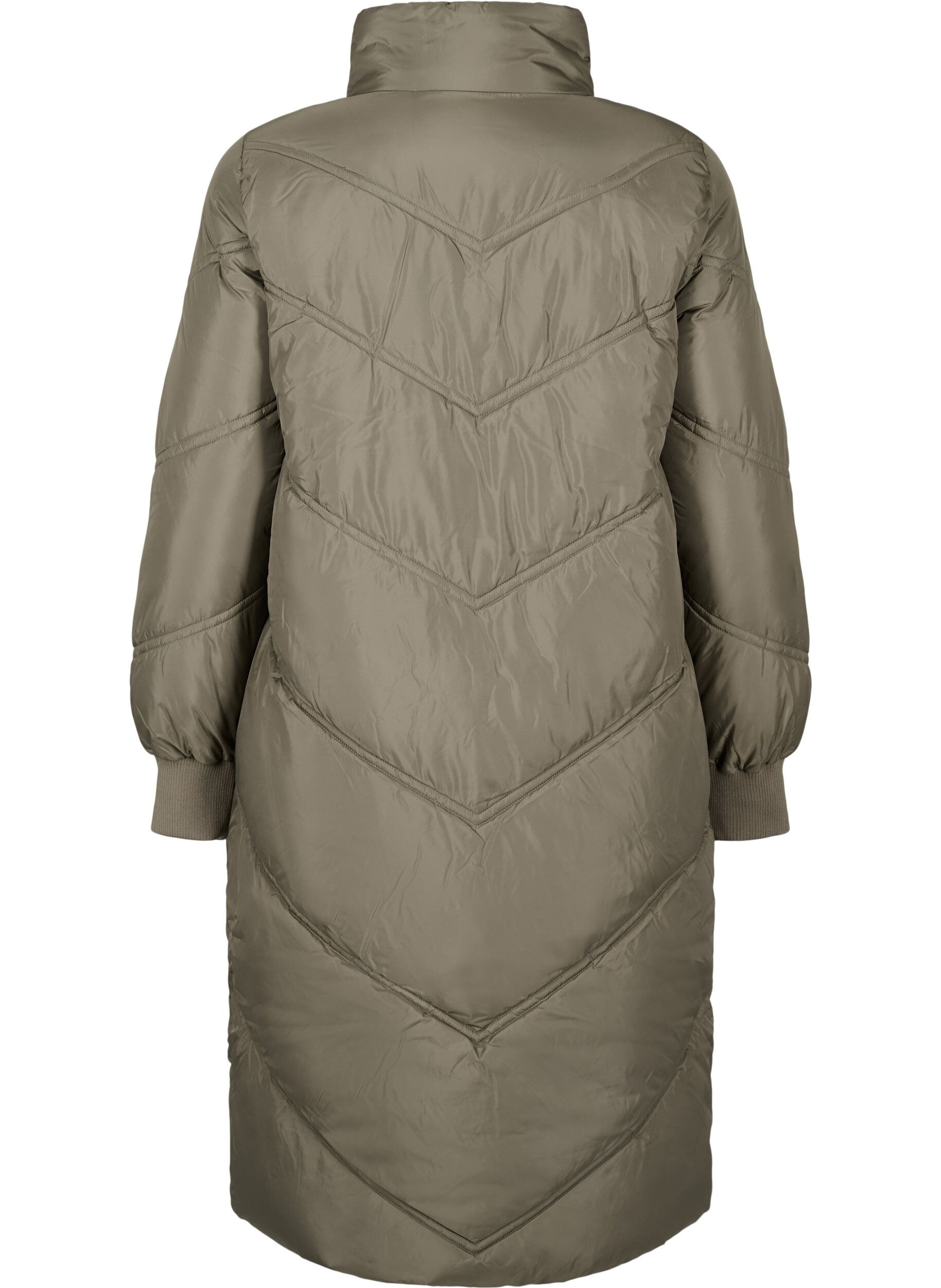 Zizzi Lang puffer vinterjakke, Bungee Cord , Packshot image number 1