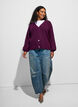 Cardigan med V-hals og ribstruktur, Lilla, Model image number 1