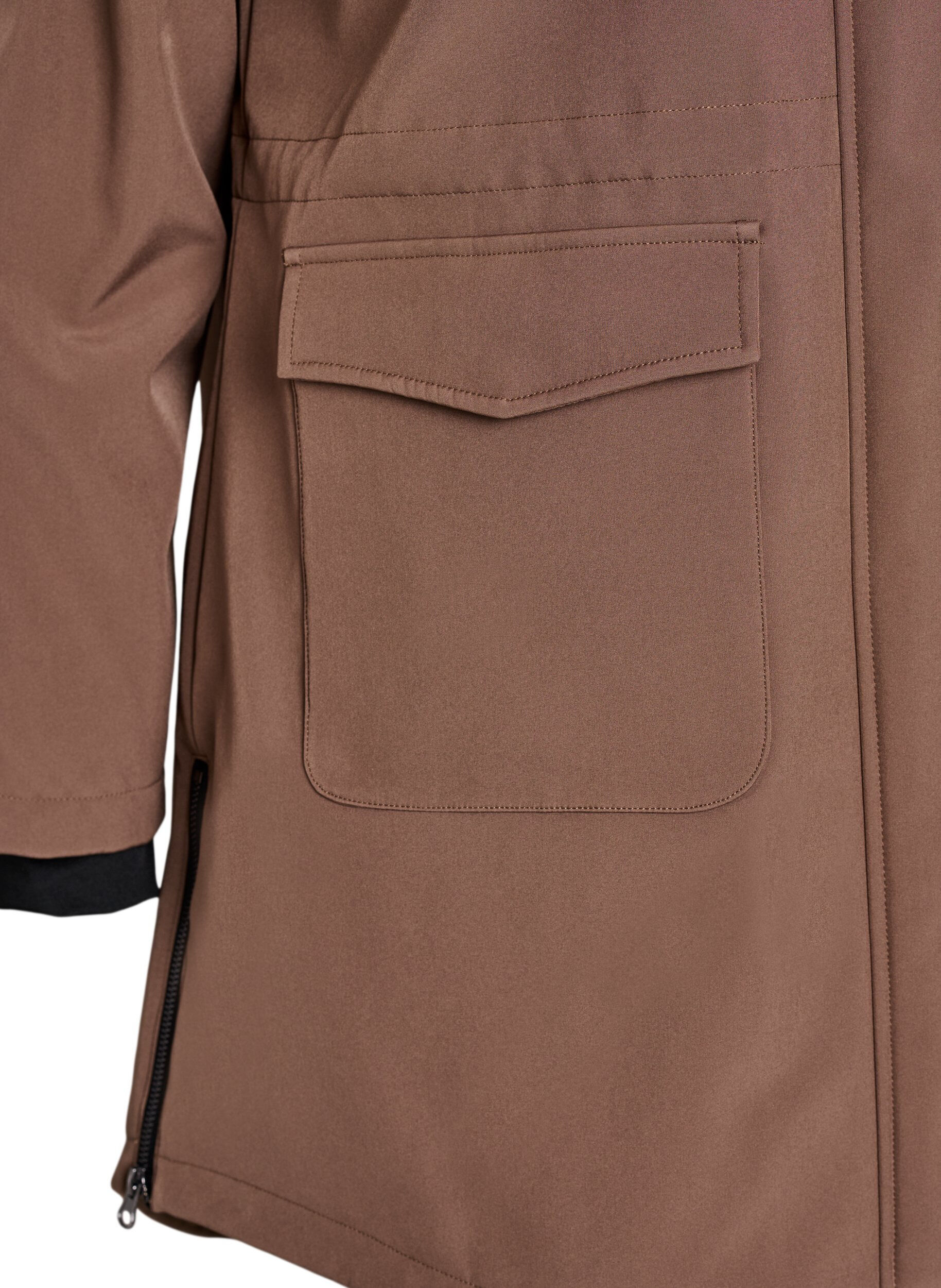 ZizziVandafvisende softshelljakke med quiltet foer, Brun, Packshot image number 3