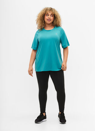 Kortærmet trænings t-shirt med rund hals, Green-Blue Slate, Model image number 2