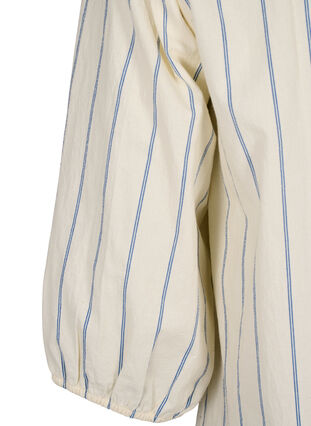 3/4 ærmet bluse i bomuld med striber, Eggnog Stripe, Packshot image number 3