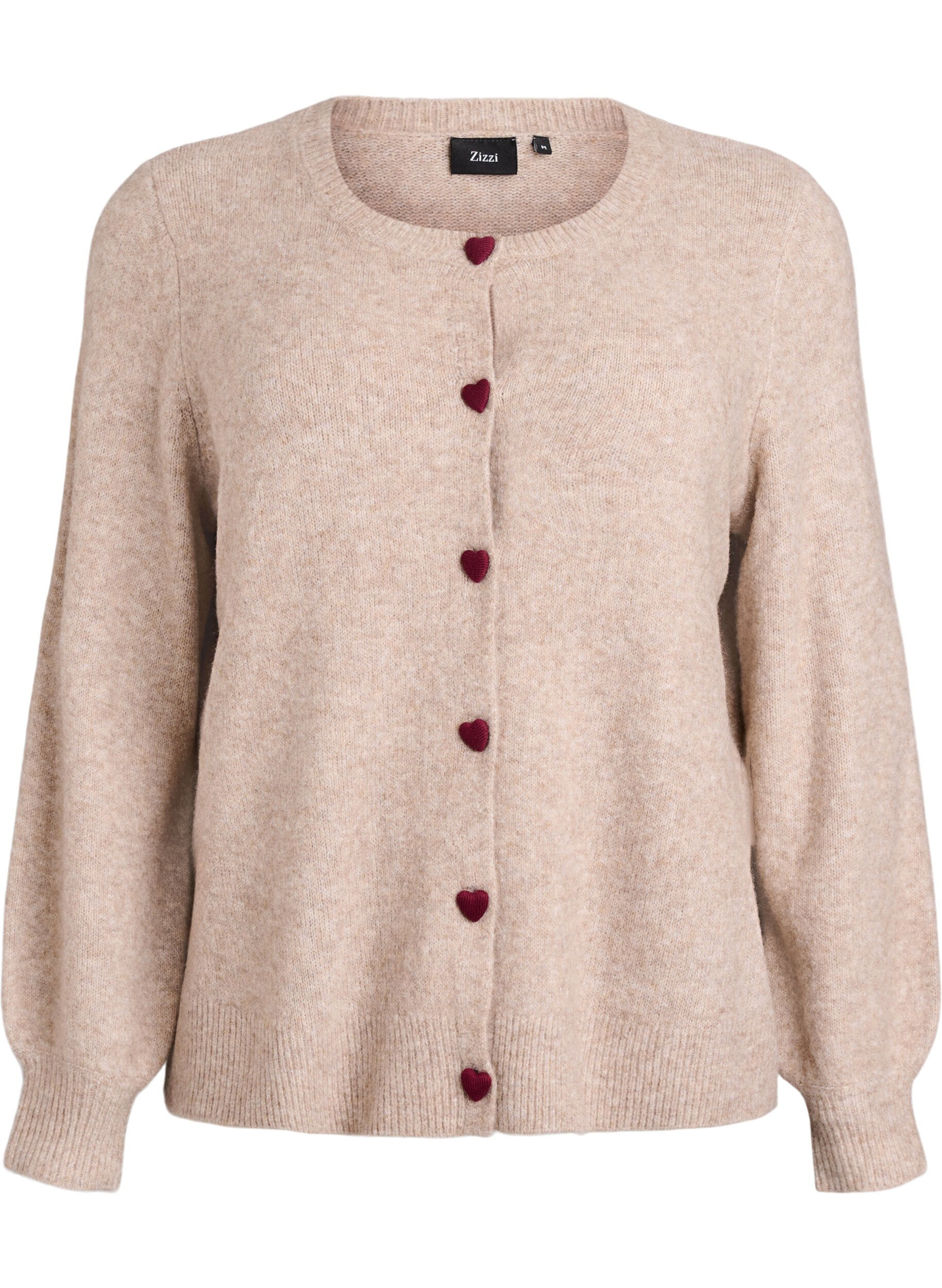 Zizzi Cardigan med hjerteformede knapper, Beige, Packshot image number 0