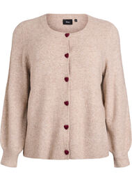 Cardigan med hjerteformede knapper, Beige