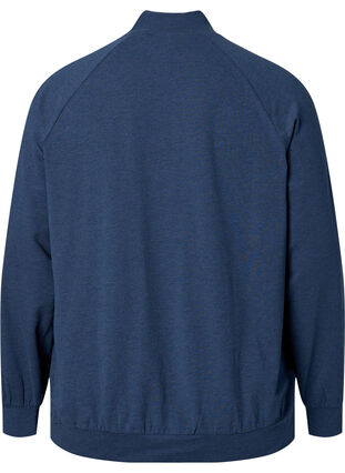 Sweatshirt med lynlås og lomme, Insignia Blue Mel. , Packshot image number 1