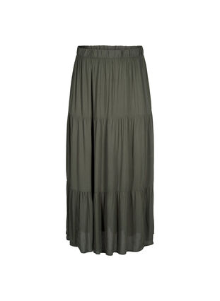 Lang nederdel med elastik i taljen, Thyme, Packshot image number 0