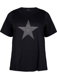 T-shirt med nitter i økologisk bomuld, Black Star 