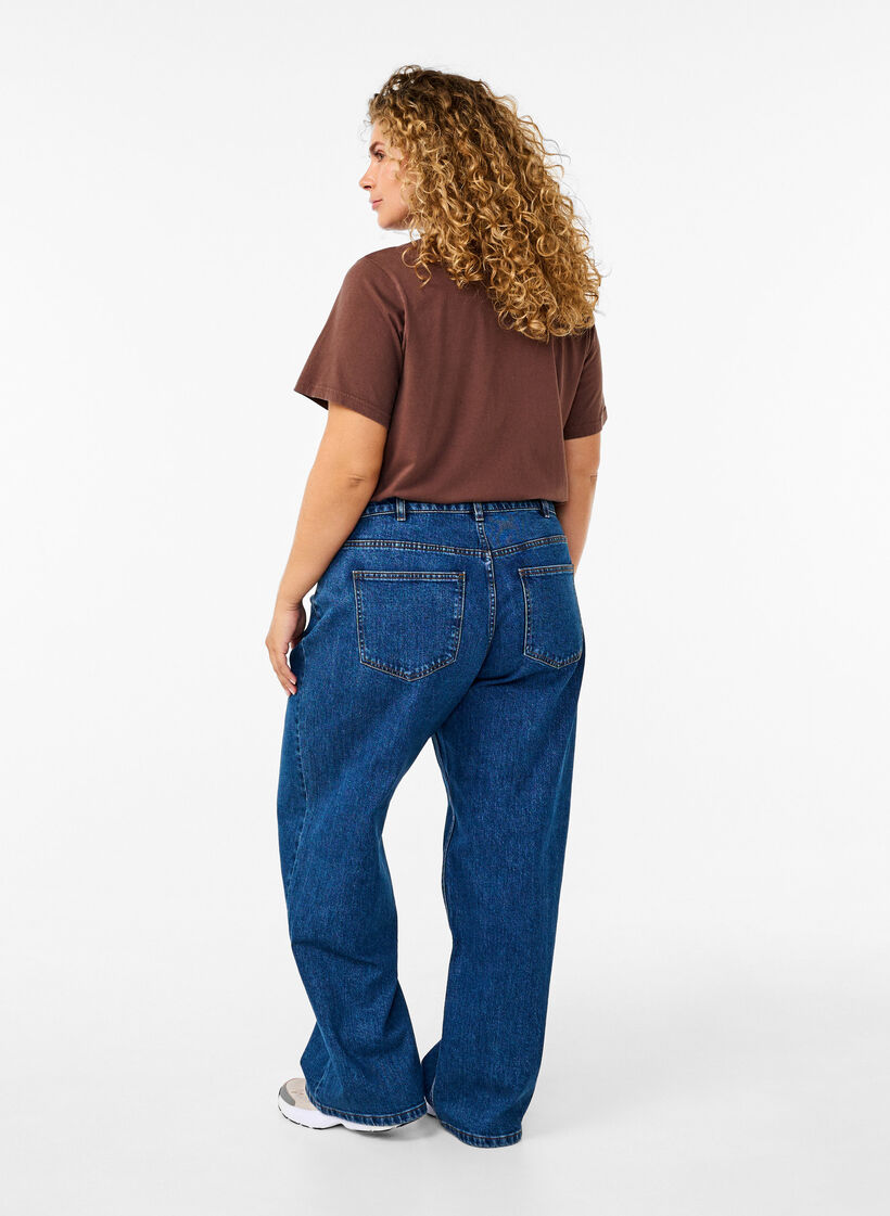 Wide leg jeans med høj talje, Blå, Model image number 1