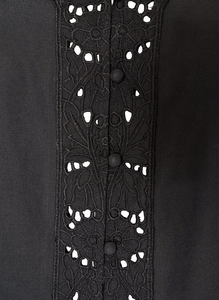 Skjortebluse med broderie anglaise, Sort, Packshot image number 2