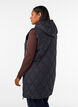 Mellemlang quiltet vest med h&aelig;tte, Sort, Model image number 2