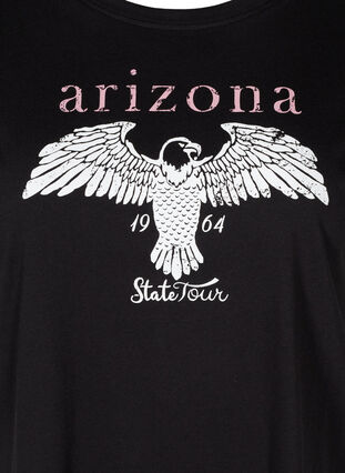 Kortærmet bomulds t-shirt med print, Black w. Arizona , Packshot image number 2