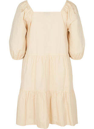 Bomulds kjole med a-form og ballonærmer, Pink Tint, Packshot image number 1