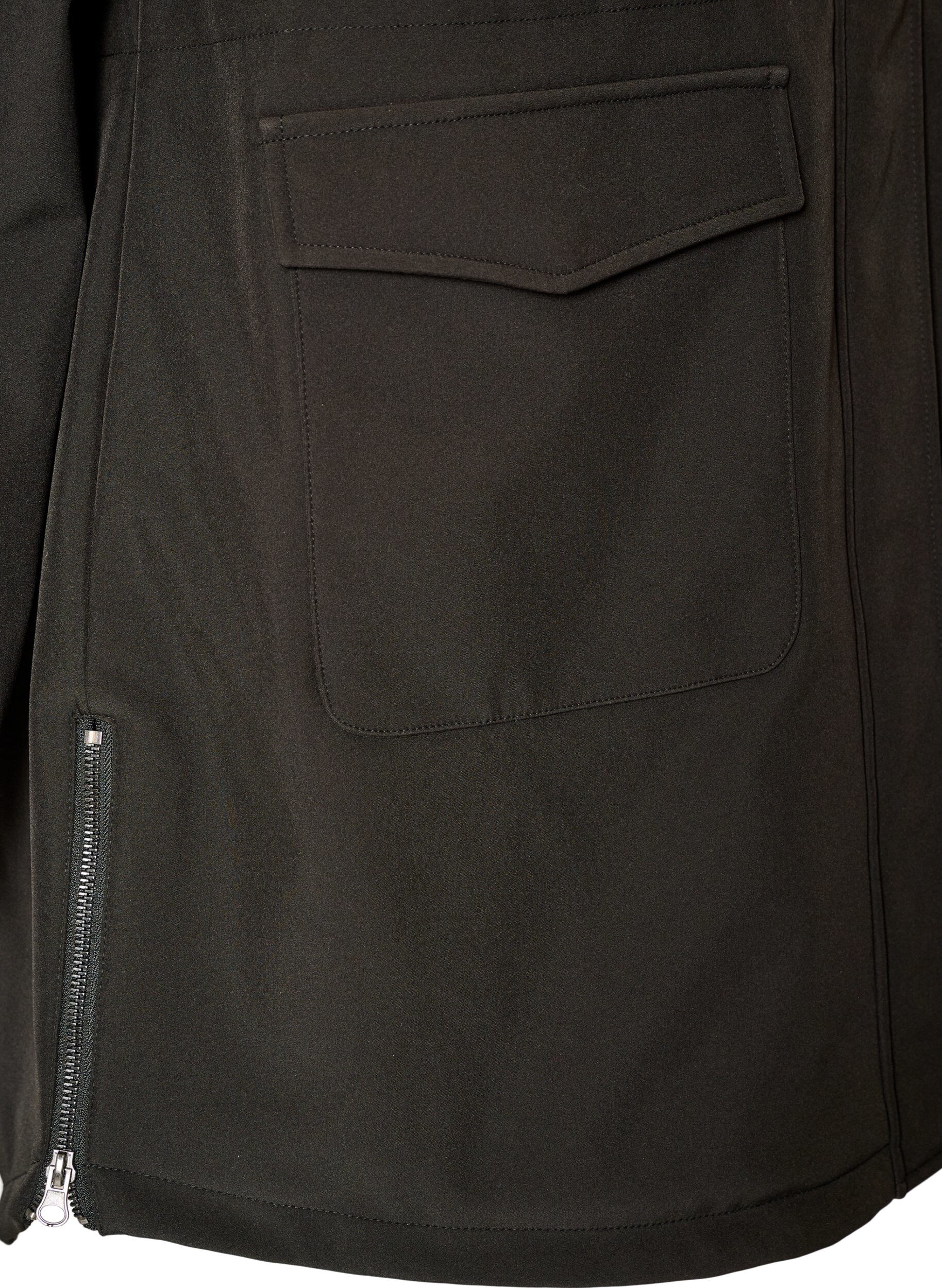 ZizziVandafvisende softshelljakke med quiltet foer, Sort, Packshot image number 1