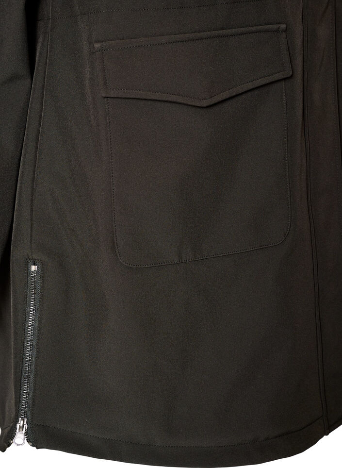 Vandafvisende softshelljakke med quiltet foer, Sort, Packshot image number 1