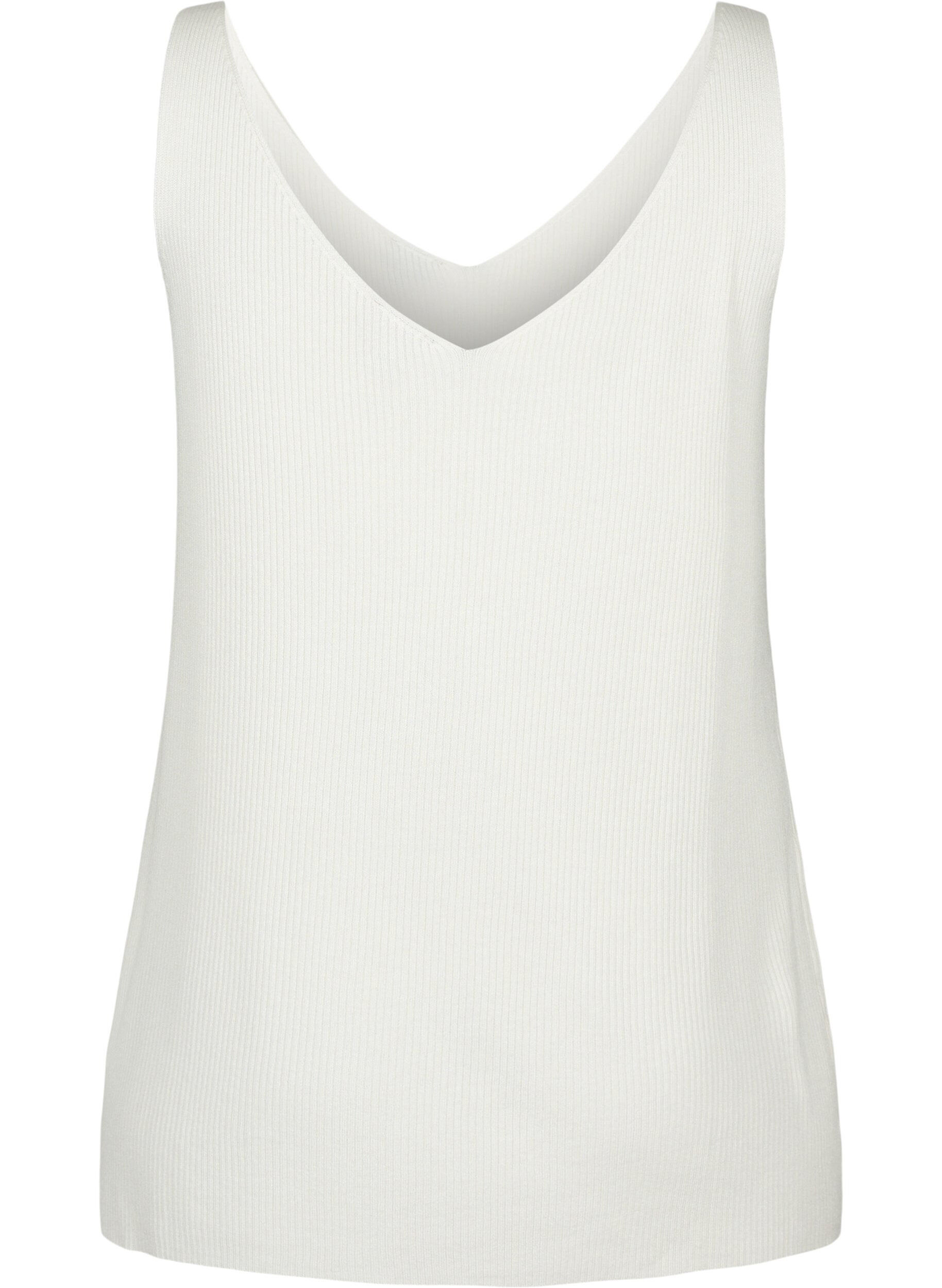 Zizzi Strikket top med v-udsk&aelig;ring, Cloud Dancer, Packshot image number 1